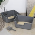 thumbnail image 3 of Gloreen 2 Pack Plastic High Side Cat Litter Boxes, Open Top, Include Litter Scoops, Gray, 3 of 7