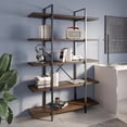 thumbnail image 3 of BELLEZE 5 Tier Modern Rustic Industrial Bookshelf - Hazel (Dark Walnut), 3 of 7