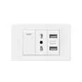 thumbnail image 1 of White Italy Chile Outlet with USB Smart Type-c Fast Charging,Dual USB Wall Socket Chile Plugs Plastic Panel Light Switch Sat TV, 1 of 5