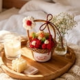 thumbnail image 5 of Beforeyayn Crochet Flower Basket, Handmade Knit Bouquet In Basket For Gift Givers, Farmhouse Shelf And Table, Gifting For Thanksgiving Hostess Or Teacher., 5 of 6
