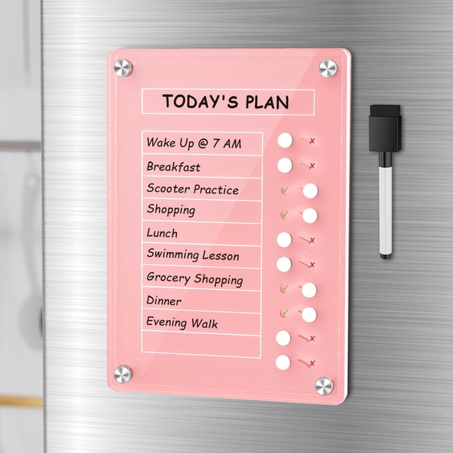 Tablero magnético de planificación con listas de tareas pendientes NiHome, acrílico, rosa