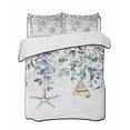 thumbnail image 2 of Quilts Full Size, Blue Coastal Soft Comforter Bedding Set for Bed, Eucalyptus Leaves Summer Beach Starfish Lightweight Quilted Bedspread with Pillow Cover(2 Pieces) for All Season, 78x90 Inch, 2 of 6