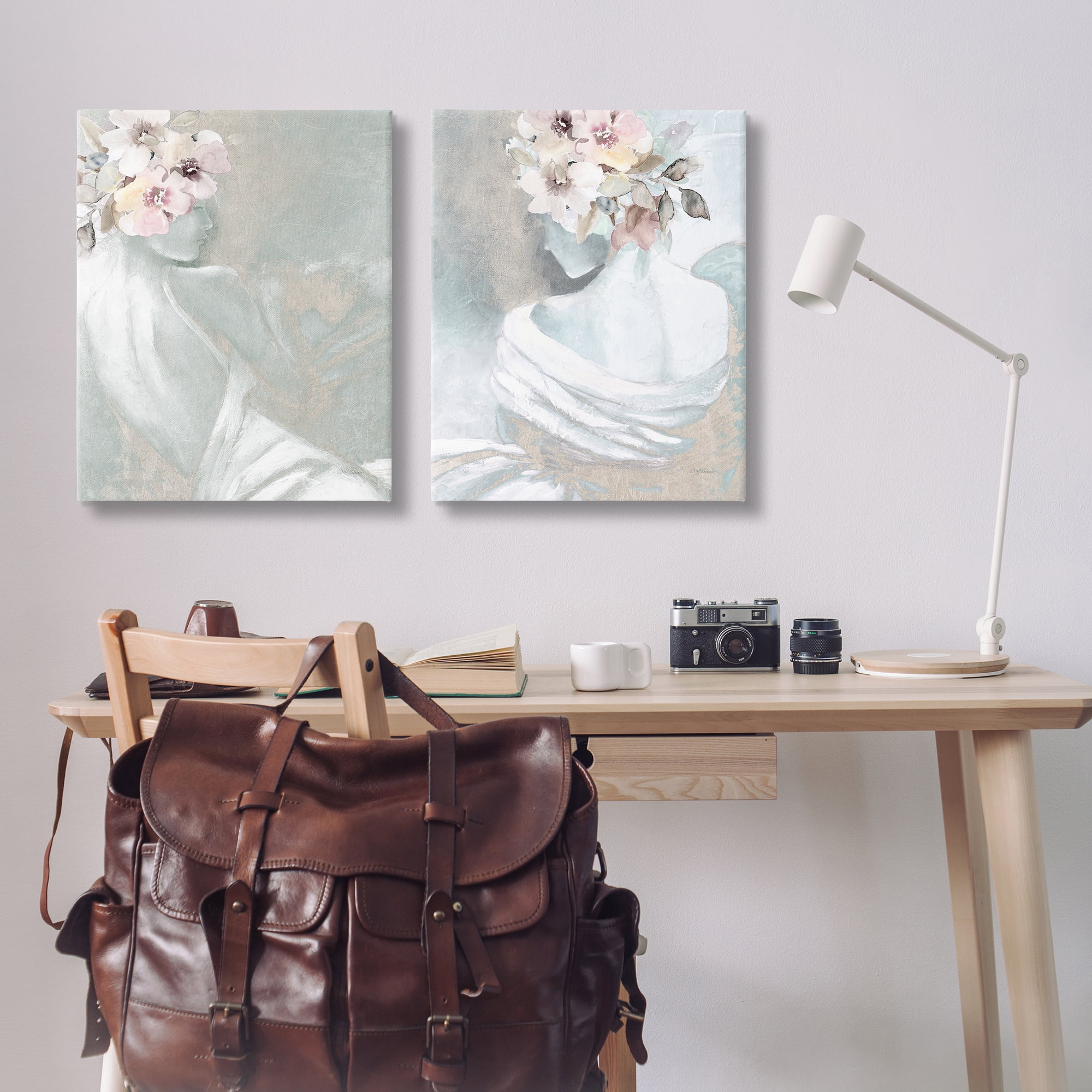 Stupell Industries Female Figure Floral Pose People Painting Wrapped Canvas Art Print Wall Art, 24 x 30, Set of 2