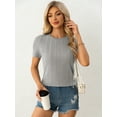 thumbnail image 3 of AviBest Women's T-Shirts , Ribbed Crew Neck Short Sleeve Tshirts, 3 of 7