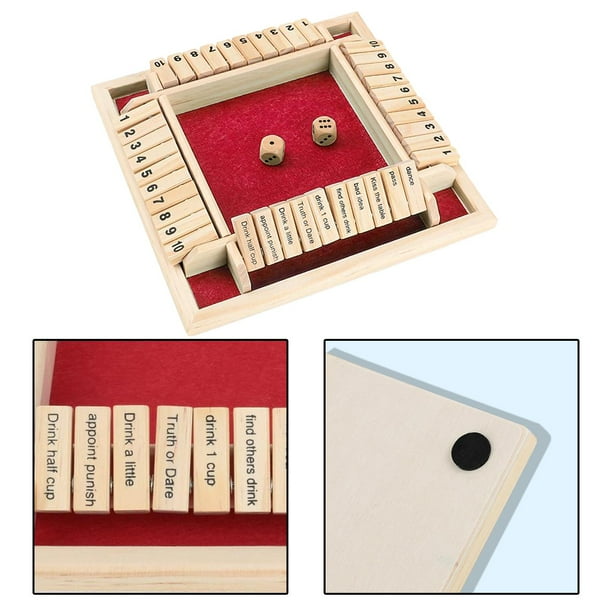 Madera tradicional 1-9 Números Cerrar la caja Tablero Bar KTV Party - Players Top para adultos rojo Yotijar Juego de mesa de dados
