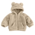 thumbnail image 3 of MKOSPLRT Kids Plush Sherpa Fleece Full-Zip Hooded Teddy Winter Jacket Warm Fuzzy Fleece Outerwear with Pocket 0-6 Years, 3 of 7
