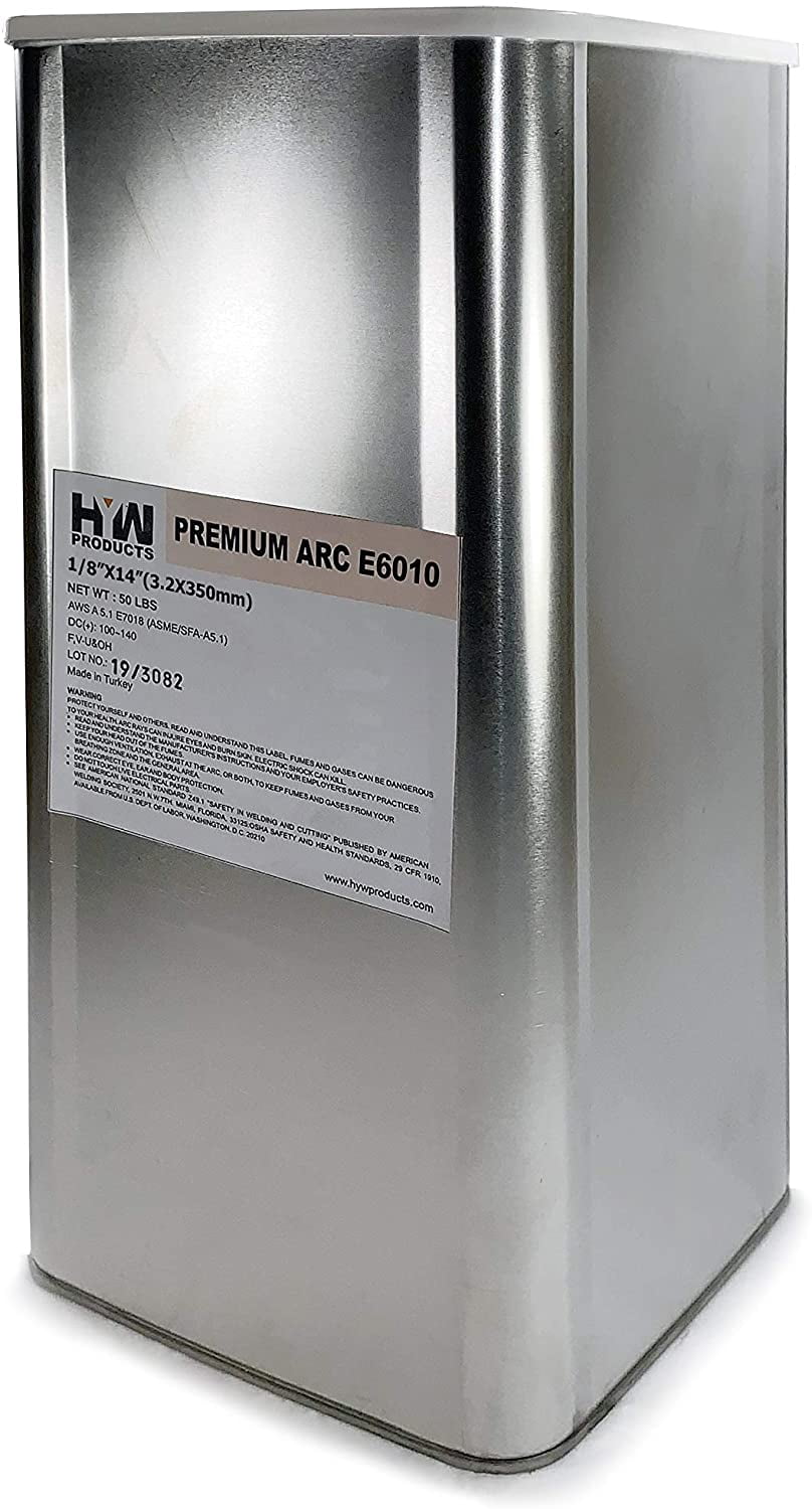 E6010 Premium Arc Stick 3/32" Electrodes 14" Welding Rods 50-pound Steel Can
