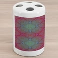 thumbnail image 1 of Psychedelic Ceramic Toothbrush Holder, Bohemian Paisley Pattern Royal Colors Ombre Print Oriental Floral, Decorative Versatile Countertop for Bathroom, 4.5" X 2.7", Pink Teal, by Ambesonne, 1 of 4