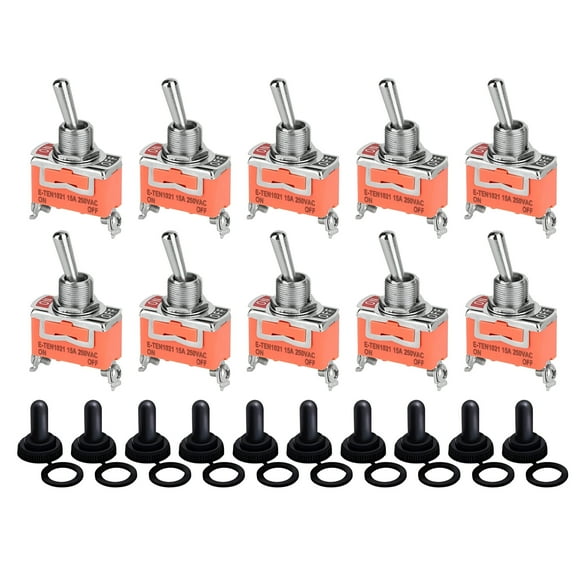 10pcs Toggle Switch 12V, Heavy Duty 120V SPST ON Off Rocker Switch, 2 Pin SPDT Marine Toggle Switches Waterproof 15A 250V 20A 125V Orange