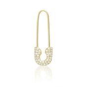 14K Gold and Diamond Safety Pin Threader Fashion Earring, Single Earring