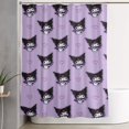 thumbnail image 1 of Cortina de ducha Kuromi con diseño de dibujos animados, cortinas de ducha para baño con 12 ganchos, impermeable, lavable, poliéster, juego de decoración para el baño, 60 x 72 pulgadas, hierro, 1 of 8