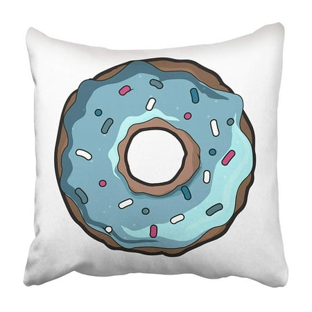 ARHOME Donut with Blue Icing for Cafes Restaurants Coffee Shops Catering Design for Booklet Pillowcase 20x20