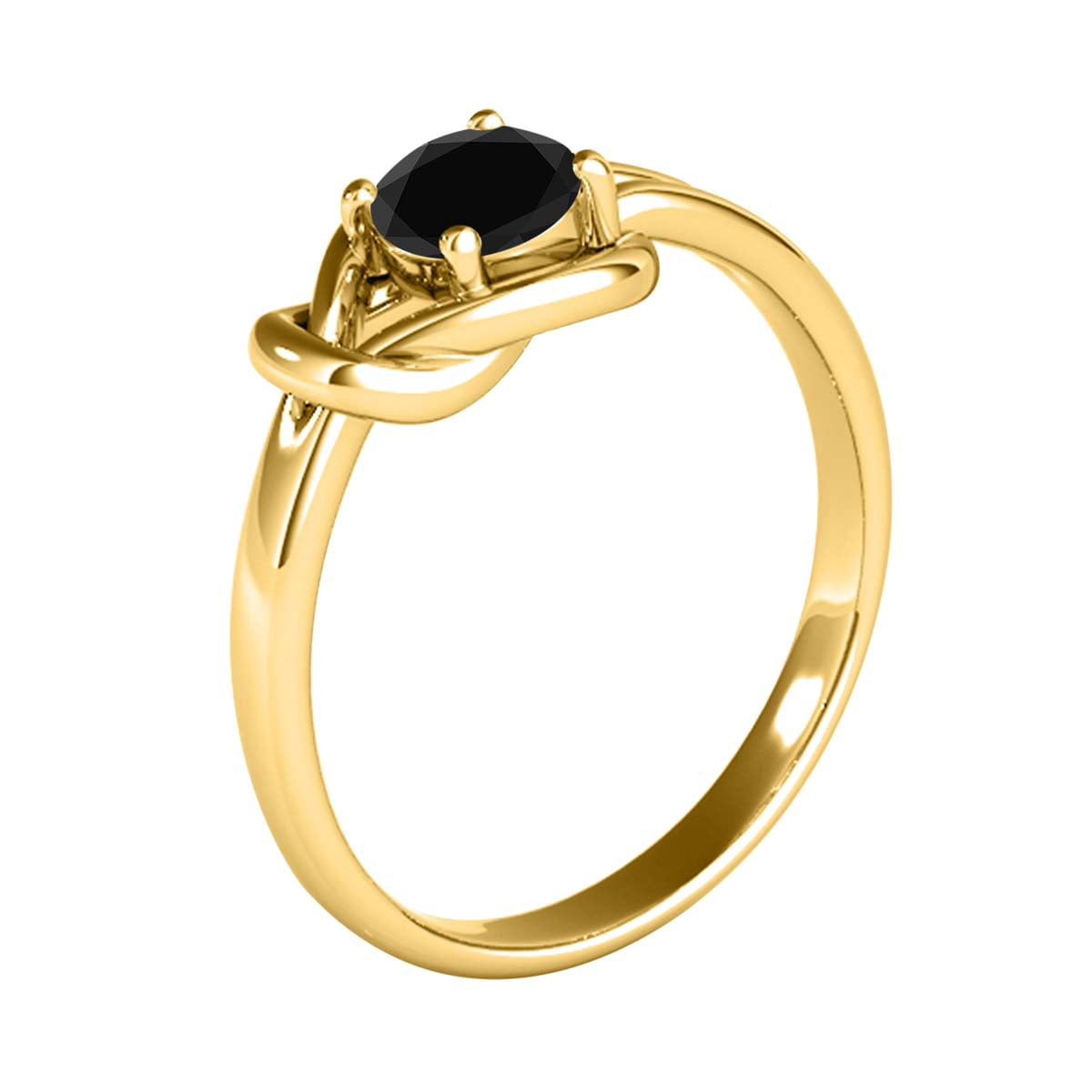 MauliJewels 1.00 Carat Natural Black Diamond Engagement Ring for Women | Round Black Diamond Solitaire | 14K White Gold, Rose Gold, Yellow Gold | Statement Bridal Ring