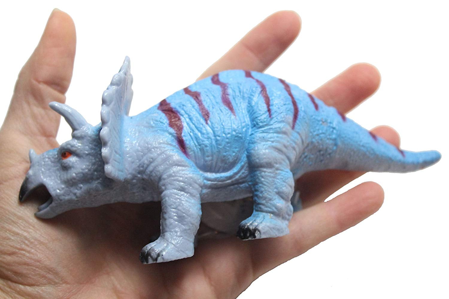 Squishy Dinosaur Triceratops sensory silent squeezable stress kids toy blue 