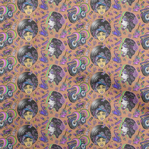 oneOonePolyesterSpandexPeachFabricAfricanCraftProjectsDecorFabricPrintedByTheYard56InchWide