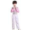 thumbnail image 3 of QATAINLAV Kids 70s 80s Sequin Costume Sparkly Button Down Shirts with Wide Leg Pants 2 Piece Sets Carnival Party Cosplay Outfits Pink, 3 of 6
