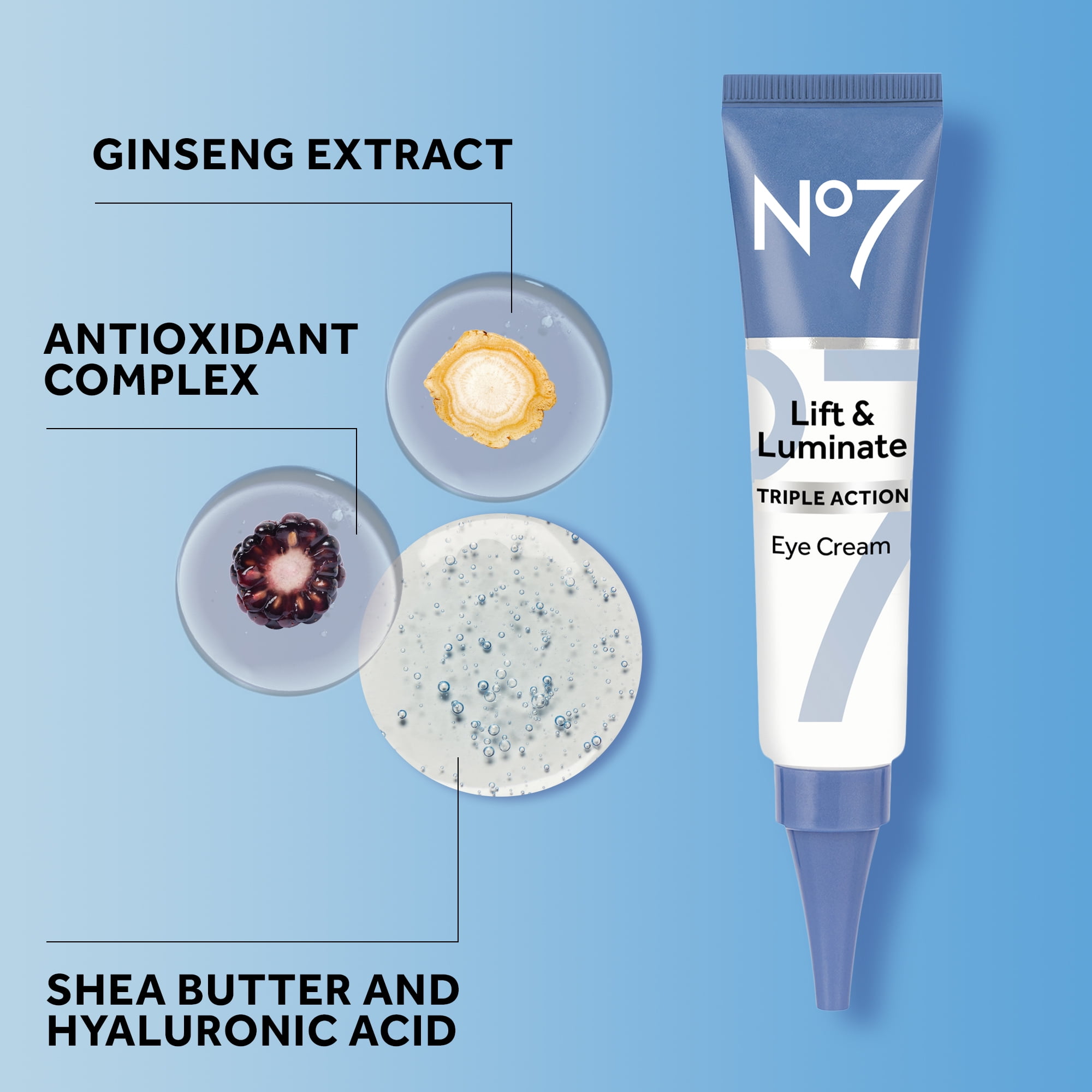 No7 Lift & Luminate Triple Action Eye Cream with Peptides & Vitamin C, All Skin Types, 0.5 oz