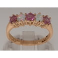 thumbnail image 3 of LBG British Made 18k Rose Gold Real Pink Tourmaline & Opal Womens Eternity Ring - 33 size options - Size 8.25, 3 of 6