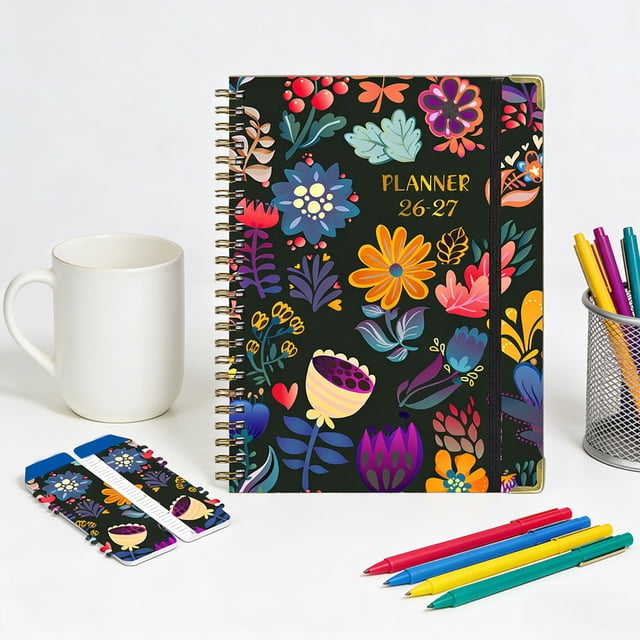 A5 Coil Schedule Notebook Journal Planner for School Work, 1 Pack, Movements/Exercise Tracking, Lined Pages, Yearly Daily Planning Notebook