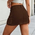 thumbnail image 6 of Tqcoqu Women’s High Waist Double Button Cargo Mini Skirt, Solid Color A Line Denim Skirt with Flap Pockets,Women's,Size S-XL, 6 of 7