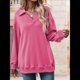 thumbnail image 4 of Sudadera con Cuello en V y Larga para Mujer, Estilo Informal, Holgado, de Punto, Estilo Túnica, para Otoño Vino Tinto M, 4 of 7