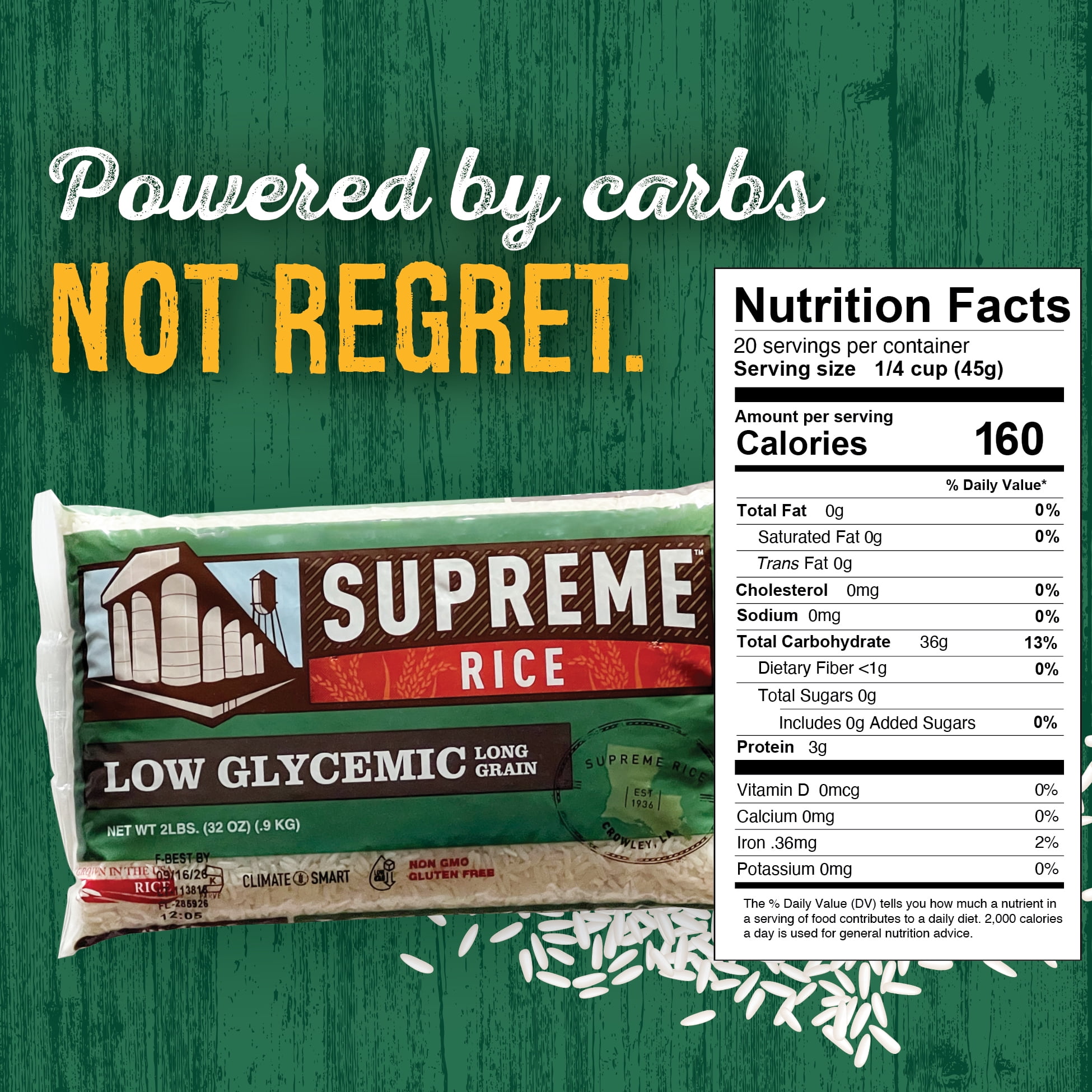 (2 pack) Supreme Rice 2lb Bag of Low Glycemic Rice