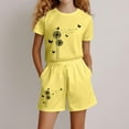 thumbnail image 2 of Byoo Toddler Girls Dandelion Butterfly Print Outfit Set Short Sleeve Round Neck Tee Shirt Shorts Cloth Set Comfortable Sets, 2 of 4