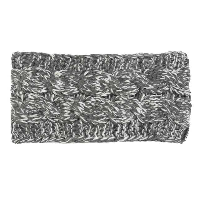 Qarigey Diademas para invierno y otoño, Protector de cabeza de ganchillo a prueba de viento, orejeras gruesas ajustables para mujer, Accesorio para el cabello Gris blanco