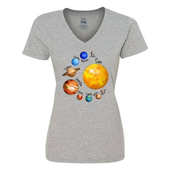 Inktastic Sun and Planets- Yes, and Pluto Women's V-Neck T-Shirt