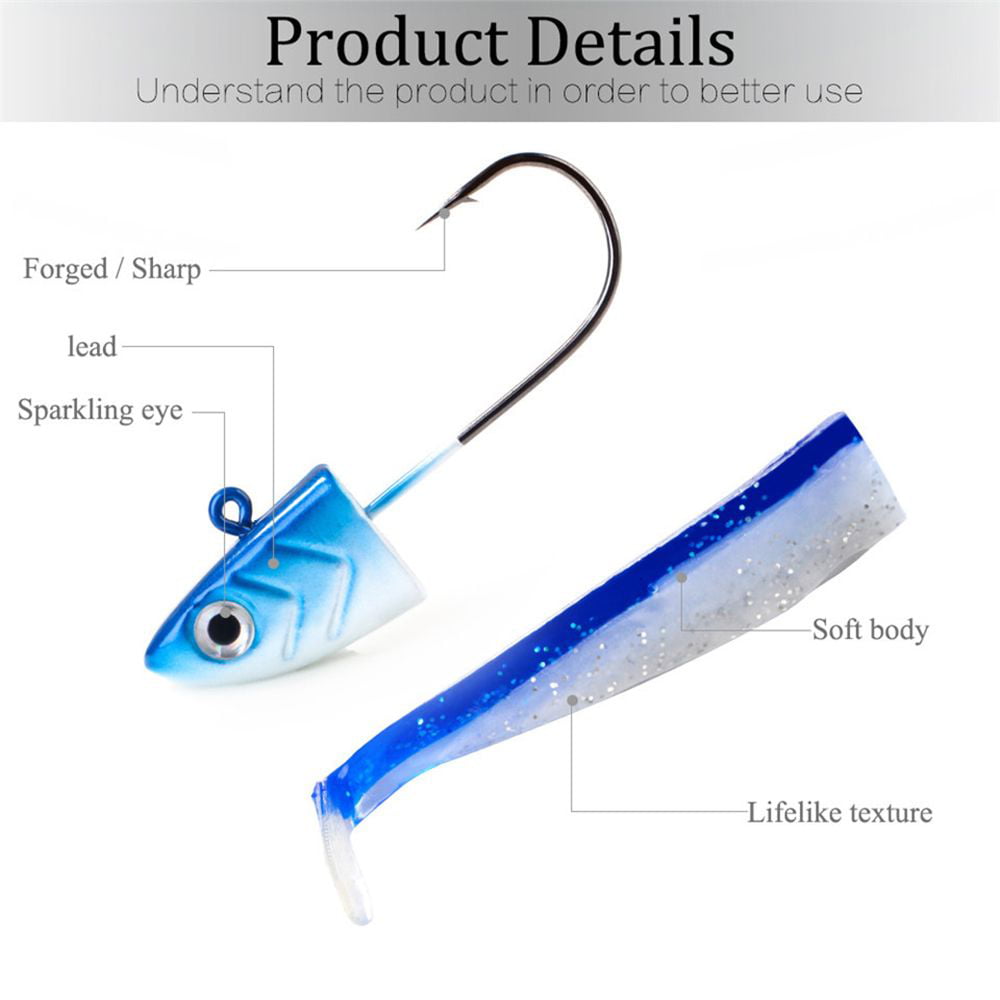 Swimming fly fishing 34G Silicone Minnow Lure Lead Head hook worm Soft bass  Bait STYLE H 