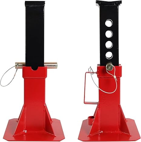 JACK BOSS Heavy Duty 12 Ton Pin Style Adjustable Height Automotive Jack Stands, Red, 1 Pair