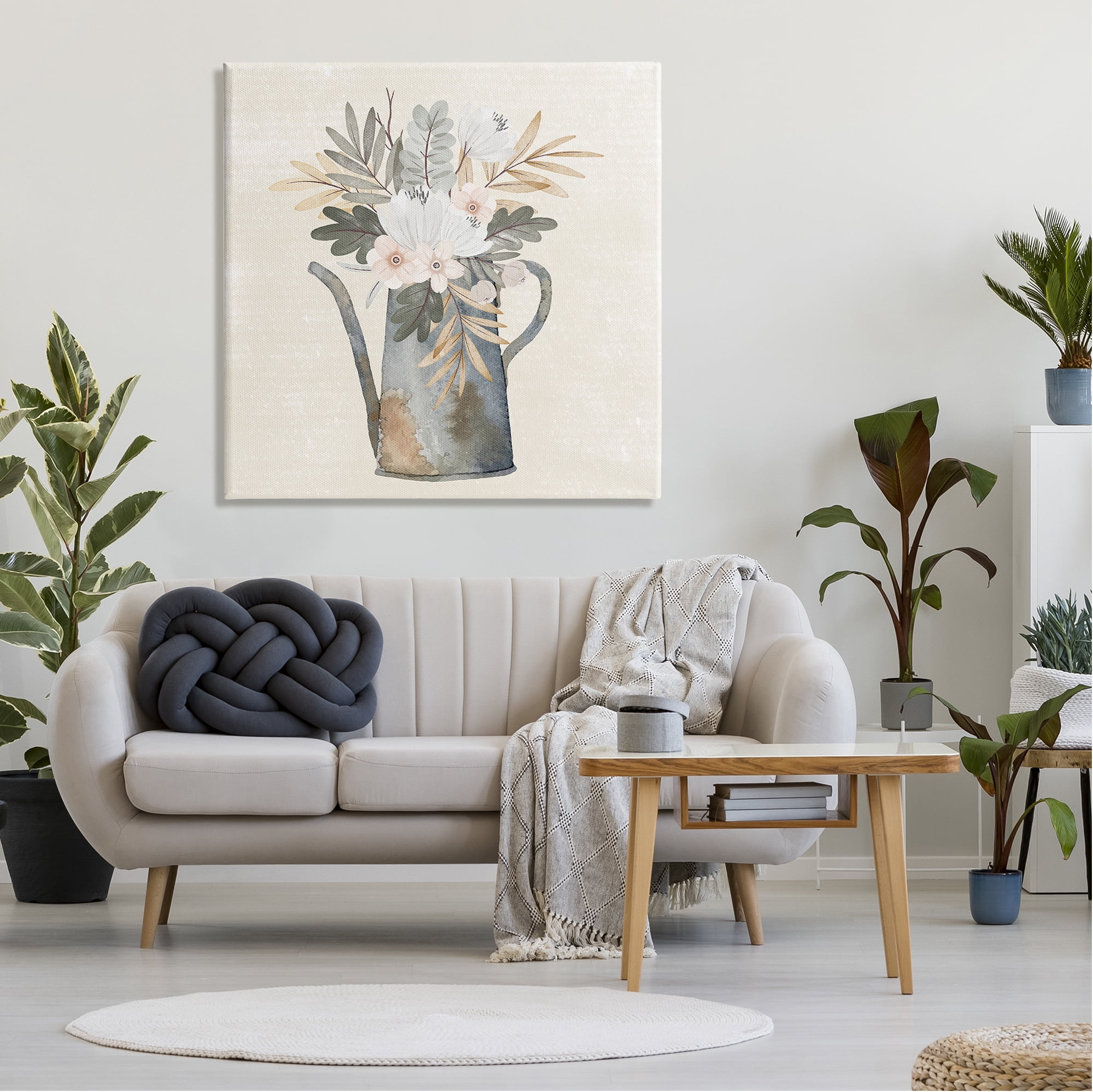 Stupell Weathered Watering Can Garden Blooms Botanical & Floral Painting Gallery Wrapped Canvas Print Wall Art
