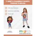 thumbnail image 3 of Dreamworks Gabby's Dollhouse Pandy Paws Cakey Cat Toddler Girls T-Shirt and paperbag waist Chambray Shorts Outfit Set Toddler to Big Kid, 3 of 5