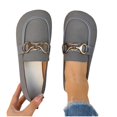 thumbnail image 4 of Wensltd Fall Flats for Women Casual Solid Color Retro Round Toe Comfort With Metal Buckle Daily Spring Shoes, 4 of 9