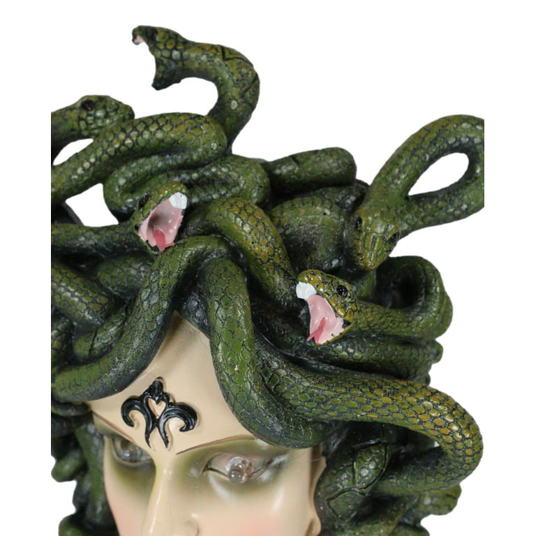Greek Gorgon Sisters Goddess Medusa With Wild Snake Hair And LED Red Eyes  Statue