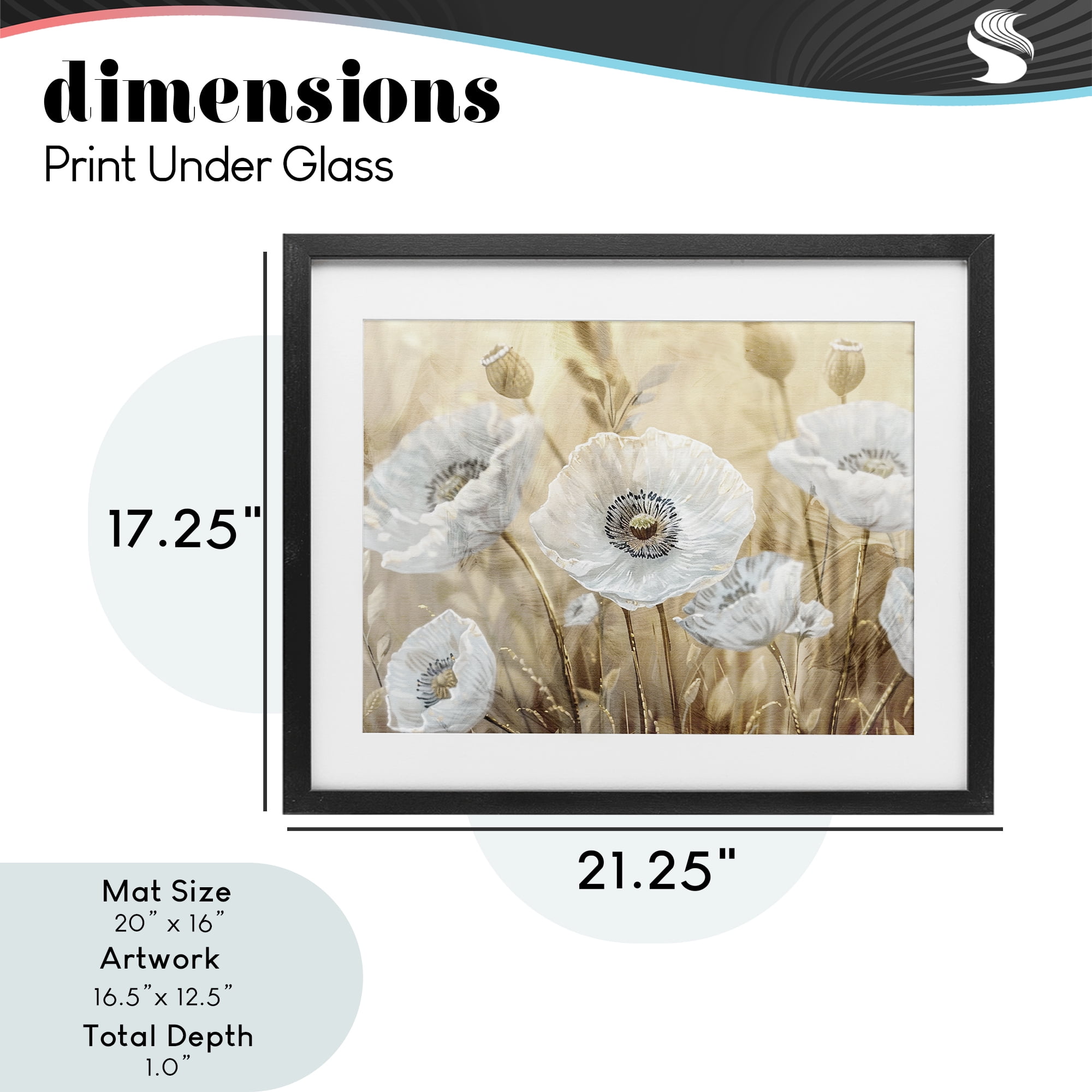 Stupell Industries White Poppies Beige Field Black Framed Print Under Glass, design by Kim Allen