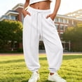 thumbnail image 6 of Wilark Girls Sweatpants with Pockets Running Casual Fashion Drawstring Elastic Waist Baggy Joggers for Kids White 12, 6 of 9