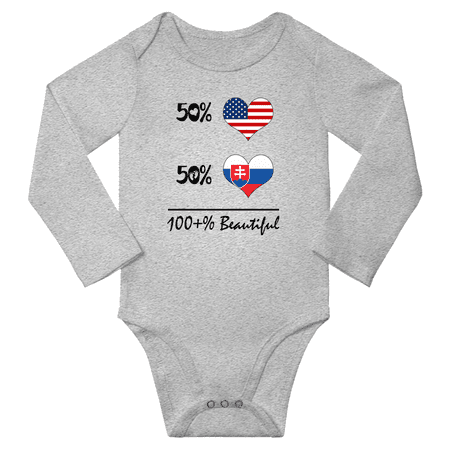 

50% Slovakian + 50% American = 100+% Beautiful Baby Long Sleeve Bodysuit (Gray 6 Months)