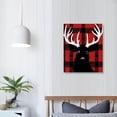thumbnail image 3 of Nawypu Christmas Canvas Wall Art - Christmas Joy Elk Red and Black Buffalo Plaid - Modern Wall Decor Gallery Canvas Wraps Giclee Print Stretched and Framed Ready to Hang, 3 of 4