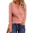 thumbnail image 2 of IROINNID Discount Womens Long Sleeve V-Neck Shirts T-Shirt Autumn Solid Loose Blouse Tops,Pink, 2 of 6