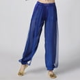 thumbnail image 2 of Loopsun Girls Sequins Pants, Kids Solid Sequin Elastic Waist Performance Dance Long Pants Blue, 7-8 Years, 2 of 5