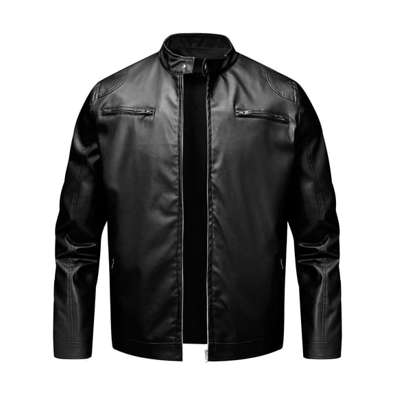 AZoiNM Men's Faux Leather Jacket Casual Motorcycle Biker Coat Stand Collar Zip Front Lightweight Fashion Outerwear with Zipper Pockets
