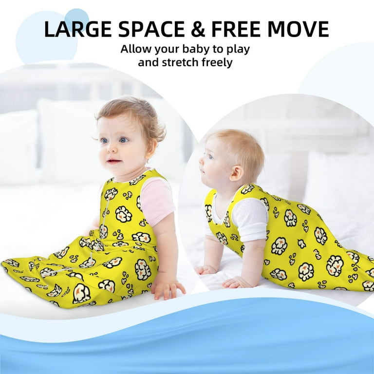 Tebeau White Popcorn Print Baby Sleep Sack Baby Wearable Blanket Baby Swaddle Sleeveless Summer Baby Sleeping Bag Large Walmart
