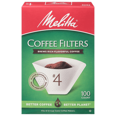 Melitta #4 White Cone Coffee Filters, 100 Ct