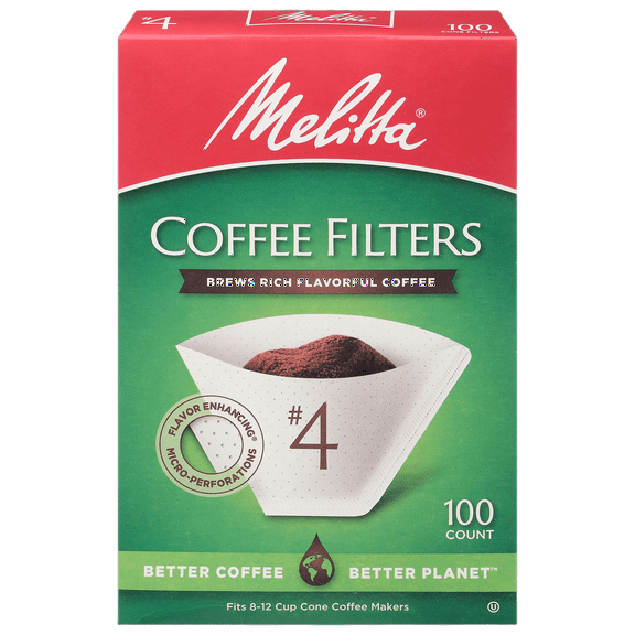 Melitta #4 White Cone Coffee Filters, 100 Ct