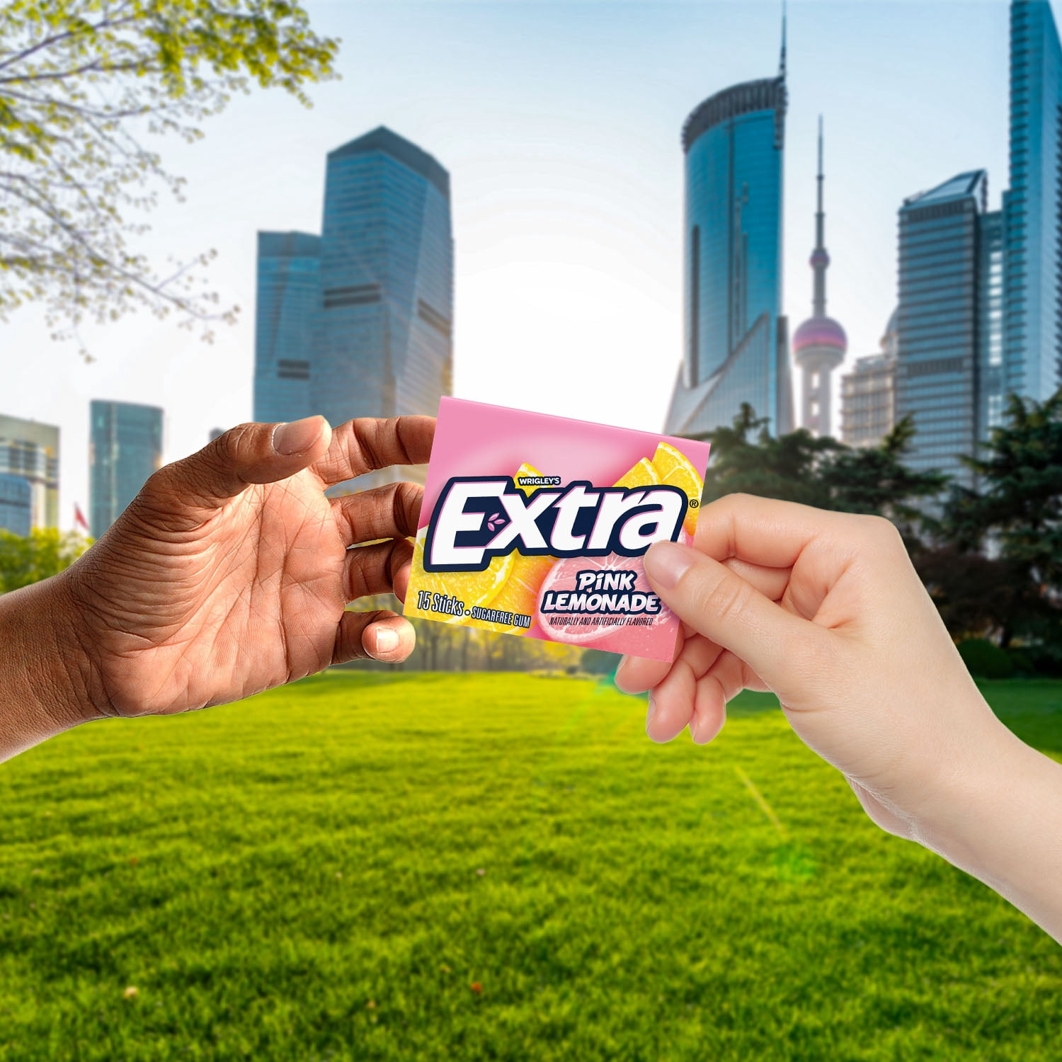 (2 pack) Extra Pink Lemonade Sugar Free Chewing Gum - 15 Sticks