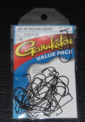 Gamakatsu 90 Degree Round Bend Heavy Wire Jig Hook-pack of 25 Black 2/0 for sale online 