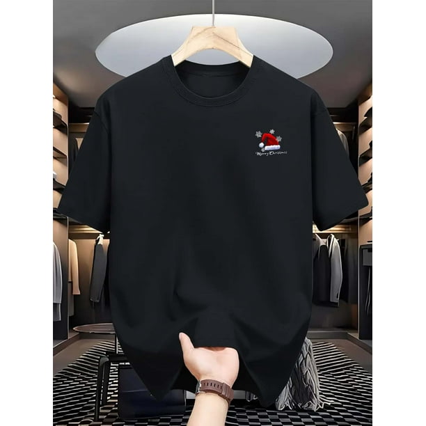 Camiseta navideña informal de manga corta para hombre - Camiseta deportiva informal de cuello redondo