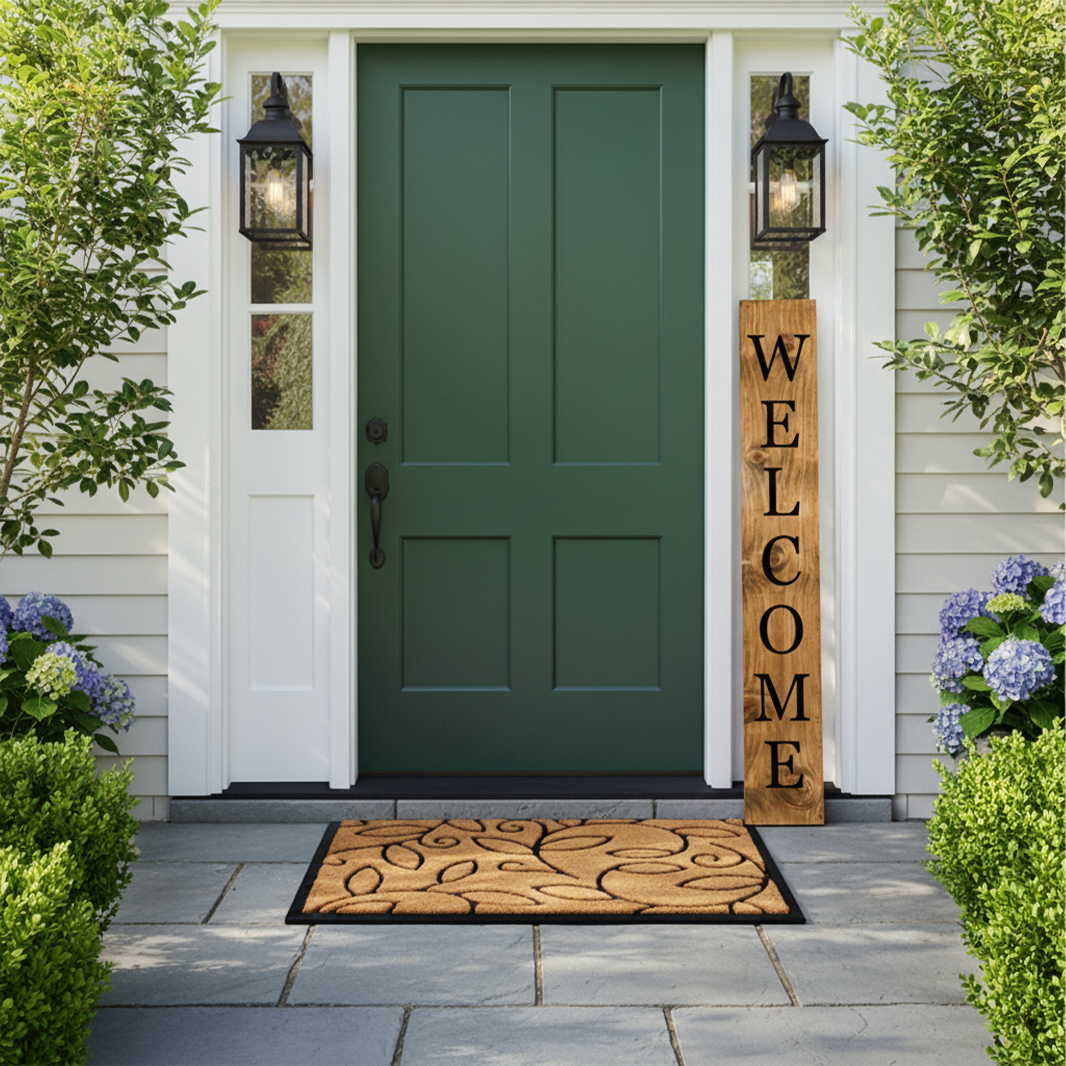 Calloway Mills 118054707 Black Welcome Porch Leaner 47" x 07"