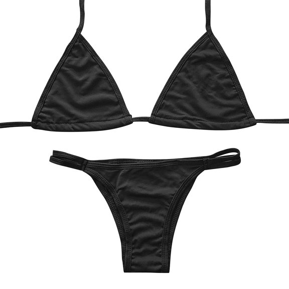 MSJUHEG Halter Swimsuits for Women Bathing Suits Boho Swimwear Bandeau Bathing Suits Bikini Sets for Women Plus Size Tankini Swimwear Floral Bikini Set Bathing Suits for Women Black L
